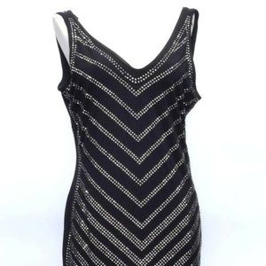 CARMEN MARC VALVO V Neck Black Cocktail Dress L